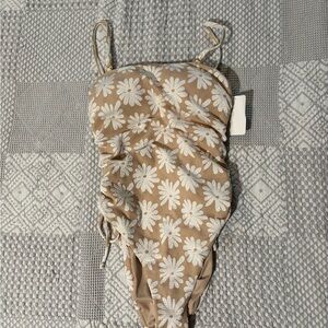 NWT Floral Beige One-Piece Swimsuit